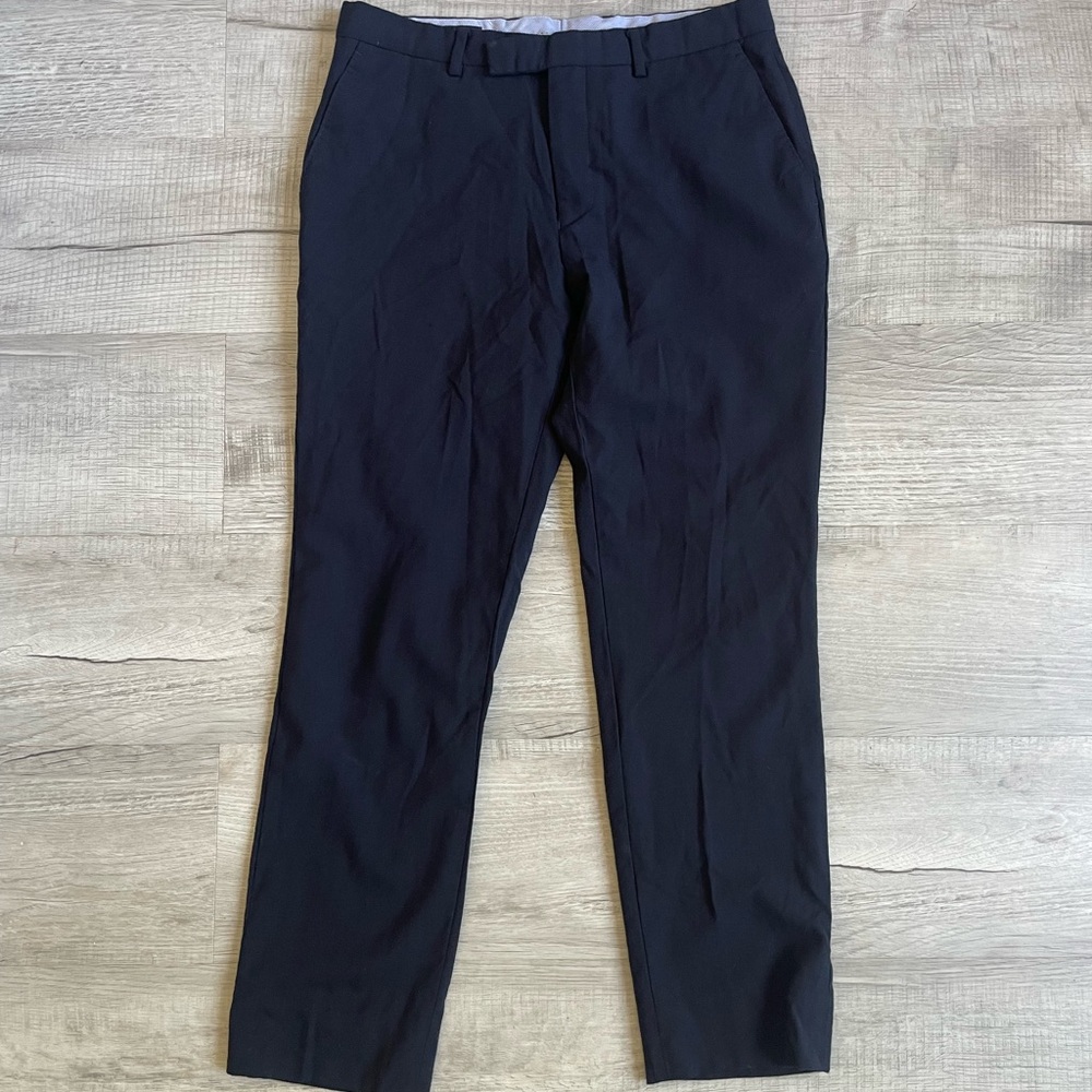 Charles Tyrwhitt Navy 100% Wool Slim Fit Dress Pants